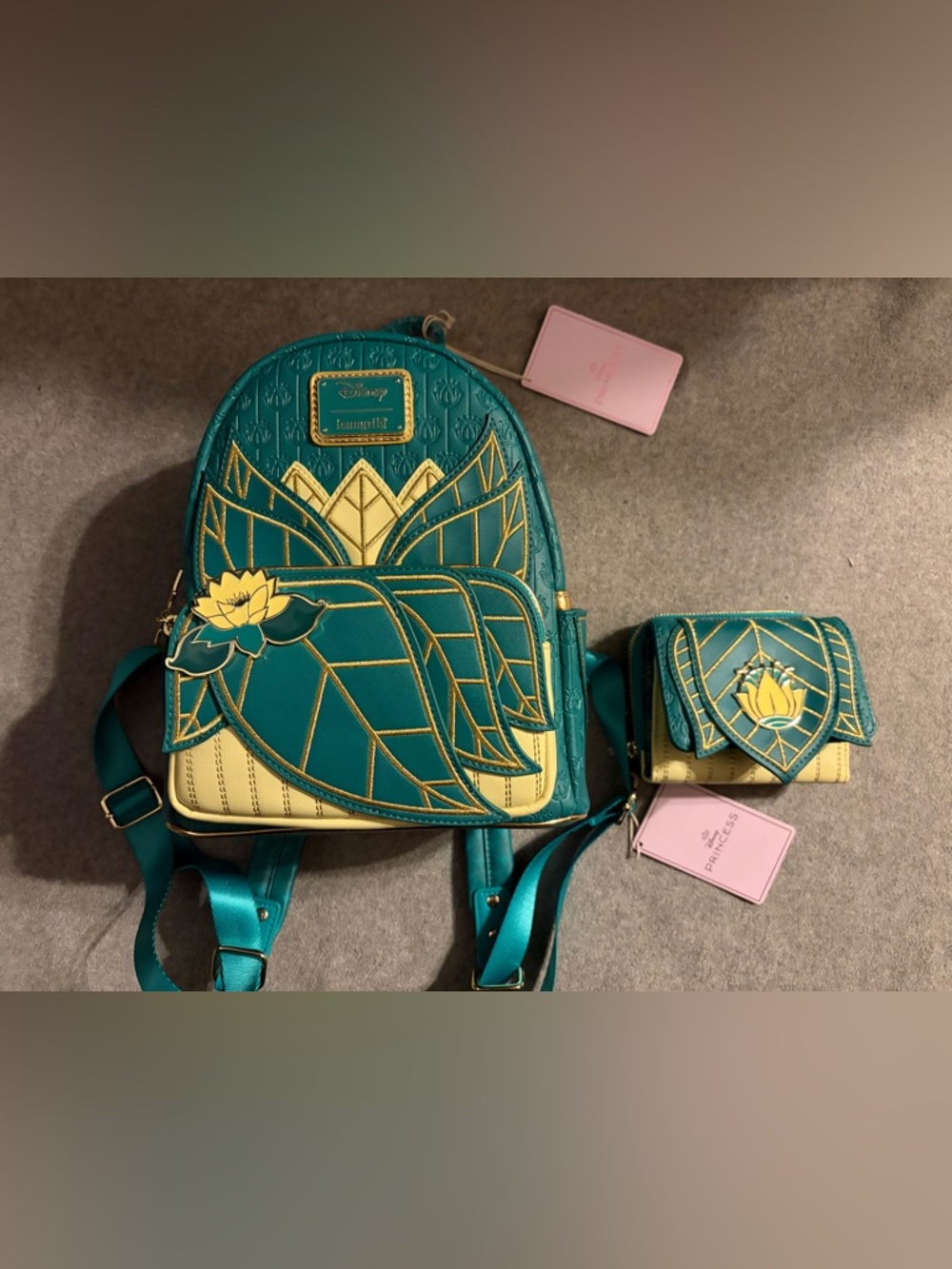 Loungefly The Frog Princess Tiana Dress Mini Backpack and Wallet Bundle